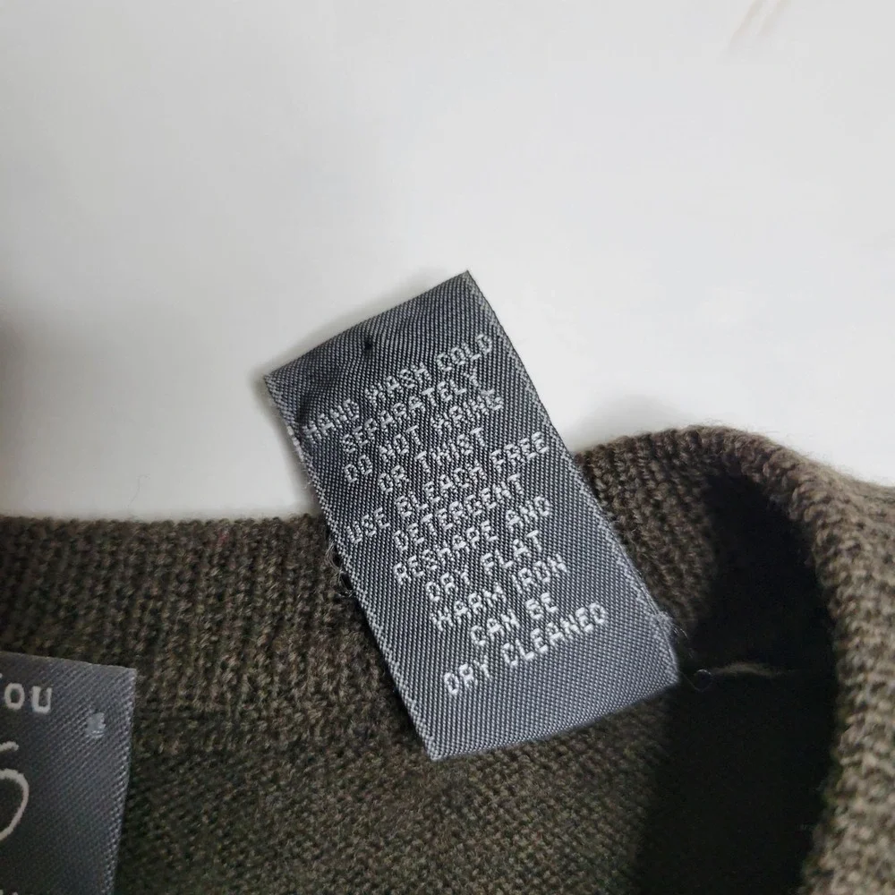 Lord & Taylor Mens V-Neck Merino Wool Sweater‎ XL Brown Made In Italy